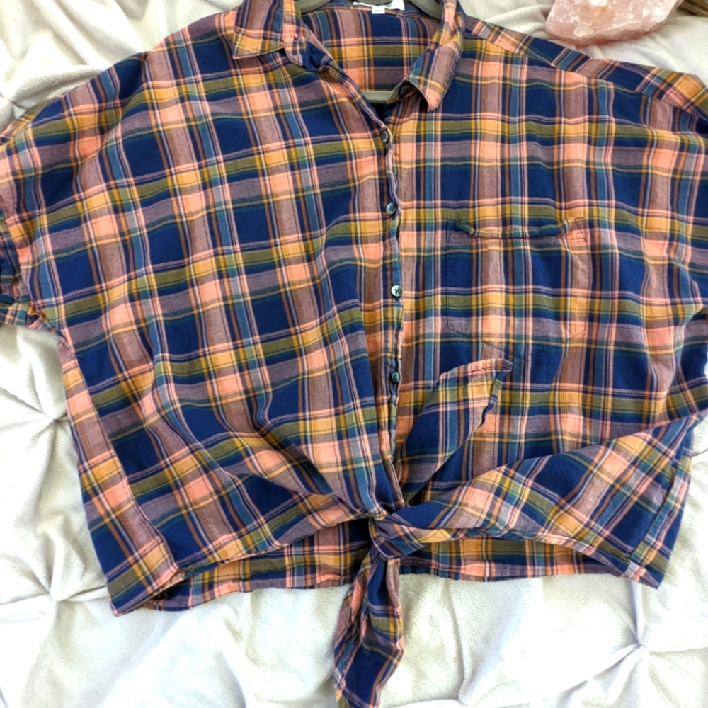 Madewell short sleeve plaid top